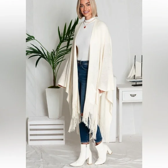 Boho Long Knit Fringed Cardigan - Picture 3 of 4